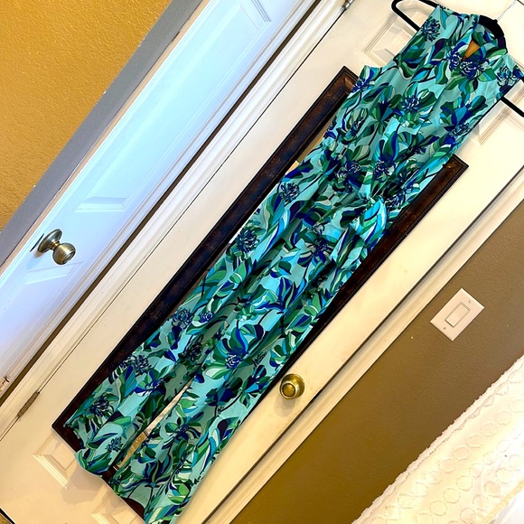 Anthropologie-Badgley Mischka Floral Jumpsuit Swimsuit Coverup S - Picture 5 of 6